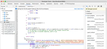 screenshot of debugger in browser devtools