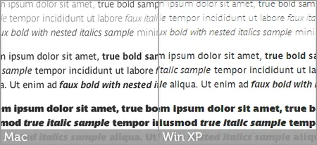 Comparing font-face rendering between Mac and Win XP