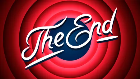 Movie-ending style illustration of the words 'The End'